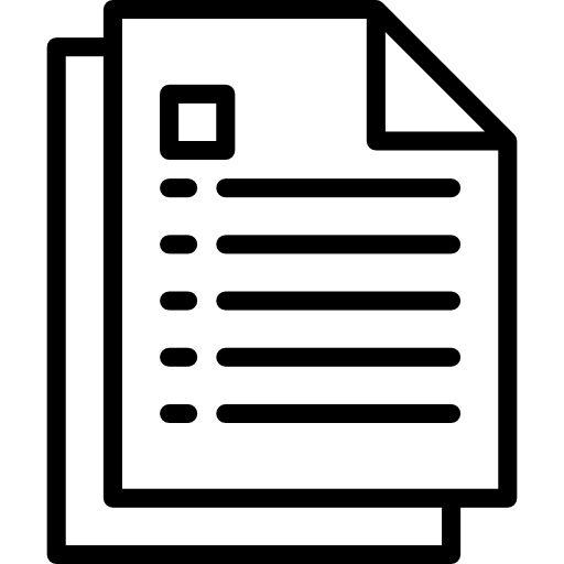  A minimalist black and white icon of a document, showcasing a rectangular shape with a folded corner.<br />

